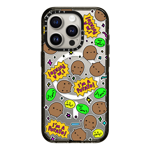 sad potato club x CASETiFY iPhone 15 Pro Case Black Impact Case MagSafe Compatible imma potato stickers sad potato club x CASETiFY iPhone 15 Pro Case Black Impact Case MagSafe Compatible imma potato stickers