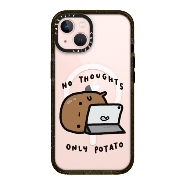 sad potato club x CASETiFY iPhone 13 ケース ブラック インパクトケース MagSafe対応 no thoughts by sad potato club