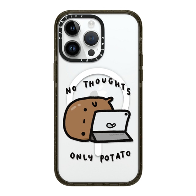 sad potato club x CASETiFY iPhone 14 Pro Max ケース ブラック インパクトケース MagSafe対応 no thoughts by sad potato club