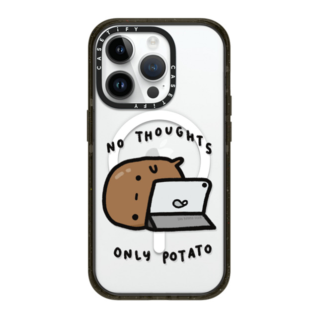 sad potato club x CASETiFY iPhone 14 Pro ケース ブラック インパクトケース MagSafe対応 no thoughts by sad potato club