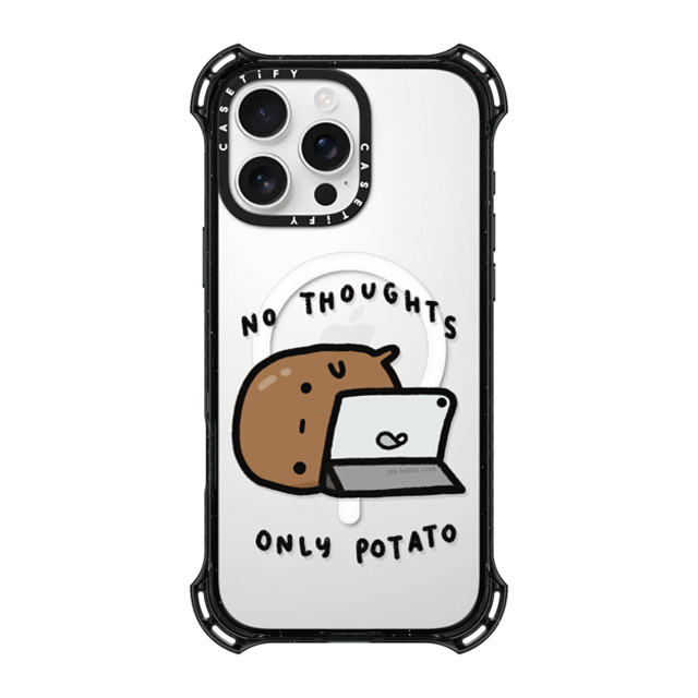 sad potato club x CASETiFY iPhone 16 Pro Max ケース ブラック バウンスケース no thoughts by sad potato club