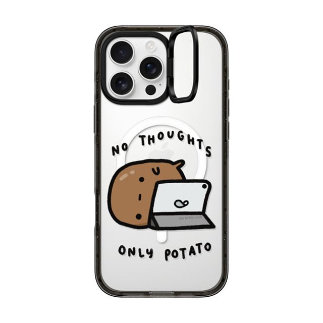 sad potato club x CASETiFY iPhone 16 Pro Max ケース ブラック インパクトリングスタンドケース MagSafe対応 no thoughts by sad potato club