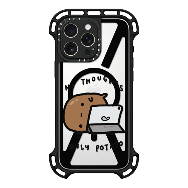 sad potato club x CASETiFY iPhone 16 Pro Max ケース ブラック ウルトラ バウンスケース MagSafe対応 no thoughts by sad potato club