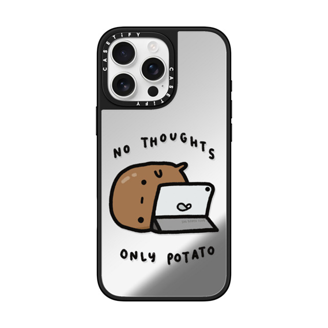 sad potato club x CASETiFY iPhone 16 Pro Max ケース Silver on Black ミラーケース MagSafe対応 no thoughts by sad potato club