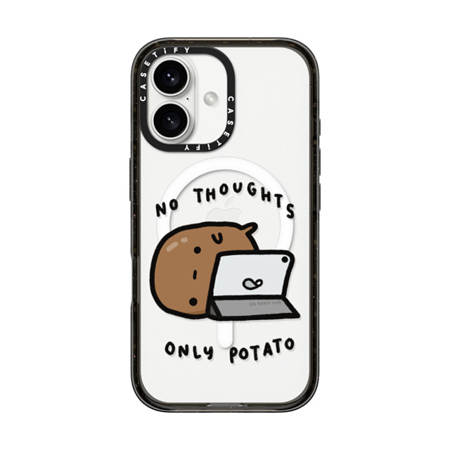 sad potato club x CASETiFY iPhone 16 ケース ブラック インパクトケース MagSafe対応 no thoughts by sad potato club