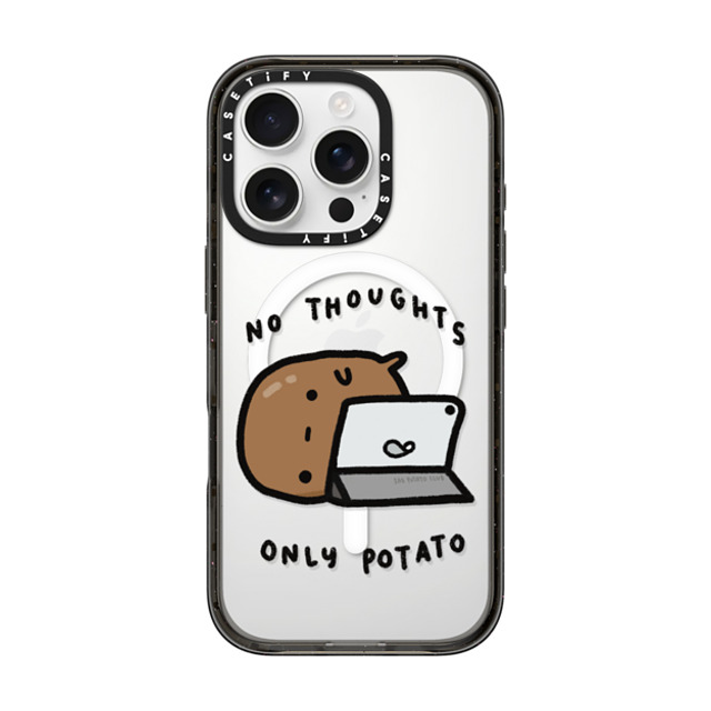 sad potato club x CASETiFY iPhone 16 Pro ケース ブラック インパクトケース MagSafe対応 no thoughts by sad potato club