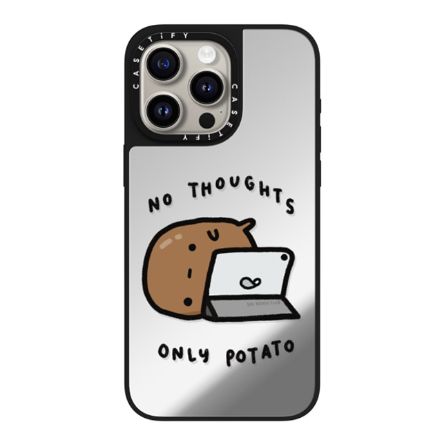 sad potato club x CASETiFY iPhone 15 Pro Max ケース Silver on Black ミラーケース MagSafe対応 no thoughts by sad potato club