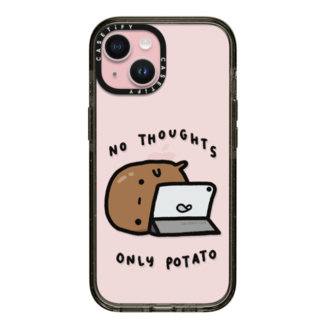 sad potato club x CASETiFY iPhone 15 ケース ブラック インパクトケース no thoughts by sad potato club