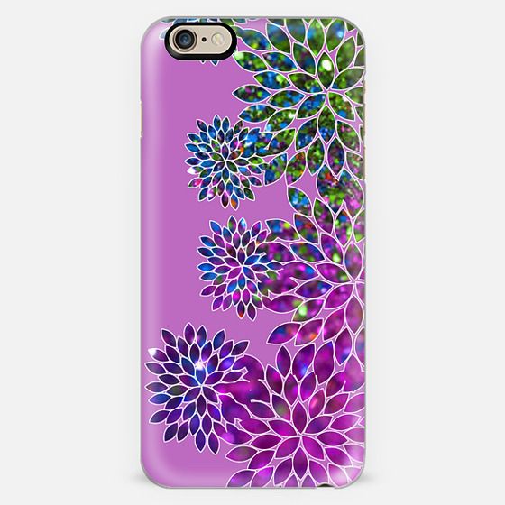 multicolored glitter flowers on purple - Casetify