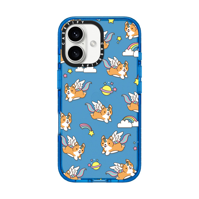 CASETiFY iPhone 16 Case スカイブルー Impact Case Cute Corgi Unicorn Flying in the Sky with Rainbow Star & Cloud - Magical Dog Cartoon Puppy with Fairy Animal mint corner CASETiFY iPhone 16 Case スカイブルー Impact Case Cute Corgi Unicorn Flying in the Sky with Rainbow Star & Cloud - Magical Dog Cartoon Puppy with Fairy Animal mint corner
