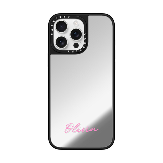 CASETiFY iPhone 16 Pro Max ケース Silver on Black ミラーケース MagSafe対応 Custom Case - Olivia