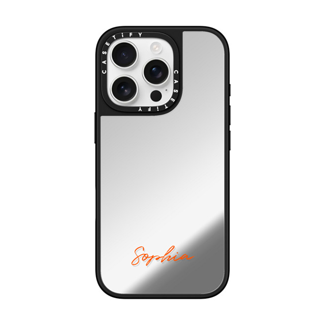 CASETiFY iPhone 16 Pro ケース Silver on Black ミラーケース MagSafe対応 Custom Case - Sophia