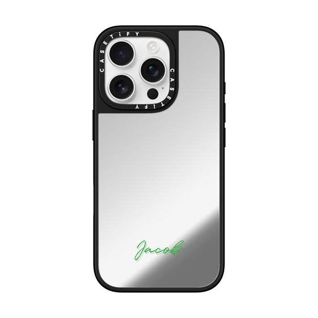 CASETiFY iPhone 16 Pro ケース Silver on Black ミラーケース MagSafe対応 Custom Case - Jacob