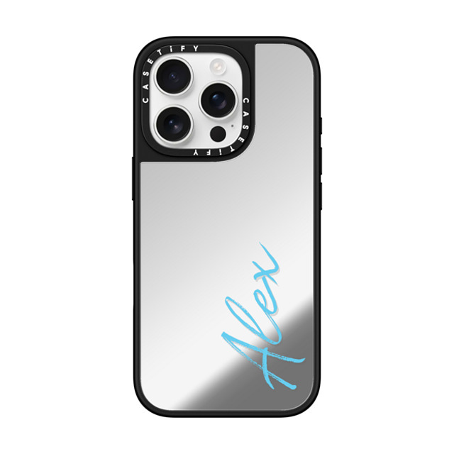 CASETiFY iPhone 16 Pro ケース Silver on Black ミラーケース MagSafe対応 Custom Case - Alex