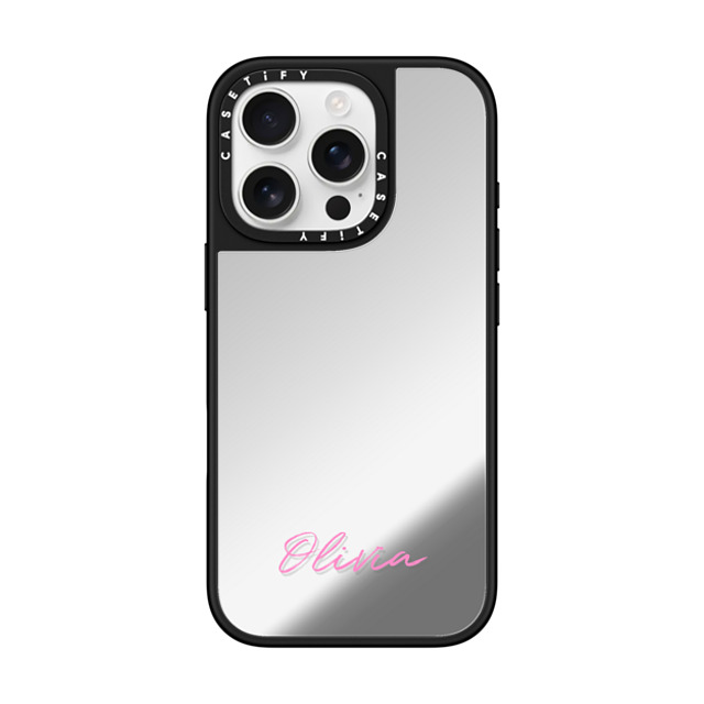 CASETiFY iPhone 16 Pro ケース Silver on Black ミラーケース MagSafe対応 Custom Case - Olivia