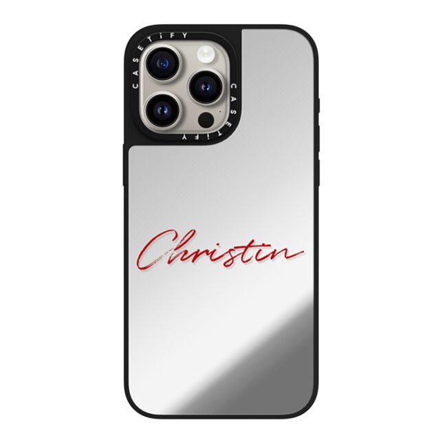 CASETiFY iPhone 15 Pro Max ケース Silver on Black ミラーケース MagSafe対応 Custom Case - Christin