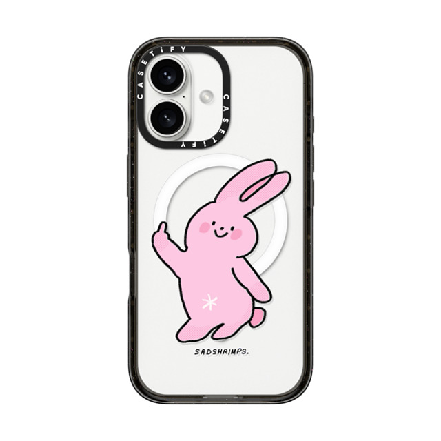 Sadshrimps x CASETiFY iPhone 16 ケース ブラック インパクトケース MagSafe対応 Moody Bunny by SADSHRIMPS