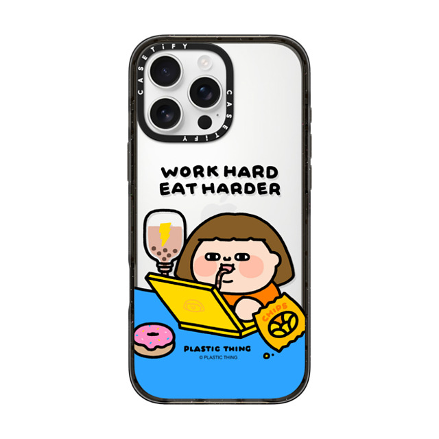 Plastic Thing x CASETiFY iPhone 16 Pro Max Case Cartoon,Food Black Impact Case Work Hard Eat Harder Father's Day Plastic Thing x CASETiFY iPhone 16 Pro Max Case Cartoon,Food Black Impact Case Work Hard Eat Harder Father's Day