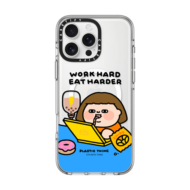 Plastic Thing x CASETiFY iPhone 16 Pro Max Case Cartoon,Food Clear Clear Case MagSafe Compatible Work Hard Eat Harder Father's Day Plastic Thing x CASETiFY iPhone 16 Pro Max Case Cartoon,Food Clear Clear Case MagSafe Compatible Work Hard Eat Harder Father's Day