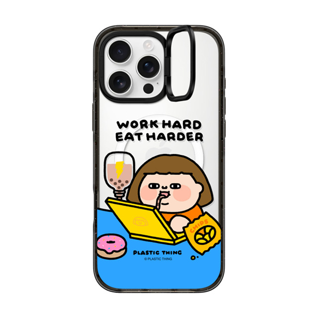 Plastic Thing x CASETiFY iPhone 16 Pro Max Case Cartoon,Food Black インパクトリングスタンドケース MagSafe対応 Work Hard Eat Harder Father's Day Plastic Thing x CASETiFY iPhone 16 Pro Max Case Cartoon,Food Black インパクトリングスタンドケース MagSafe対応 Work Hard Eat Harder Father's Day