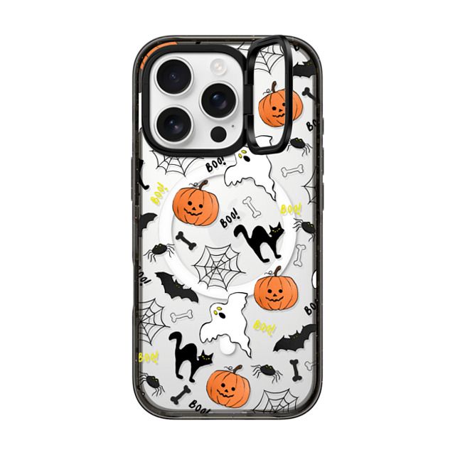 Maja Tomlijanovic x CASETiFY iPhone 16 Pro ケース ブラック インパクトリングスタンドケース MagSafe対応 Boo! its Halloween