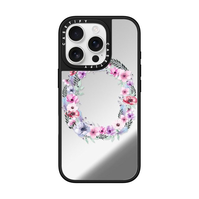 Maja Tomlijanovic x CASETiFY iPhone 16 Pro ケース Silver on Black ミラーケース MagSafe対応 Flower O Back to School Maja Tomlijanovic x CASETiFY iPhone 16 Pro ケース Silver on Black ミラーケース MagSafe対応 Flower O Back to School