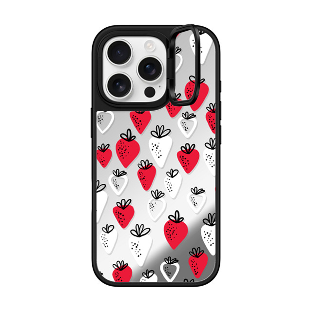 Maja Tomlijanovic x CASETiFY iPhone 16 Pro Case Silver on Black ミラー リングスタンドケース MagSafe対応 Strawberry love transparent Maja Tomlijanovic x CASETiFY iPhone 16 Pro Case Silver on Black ミラー リングスタンドケース MagSafe対応 Strawberry love transparent
