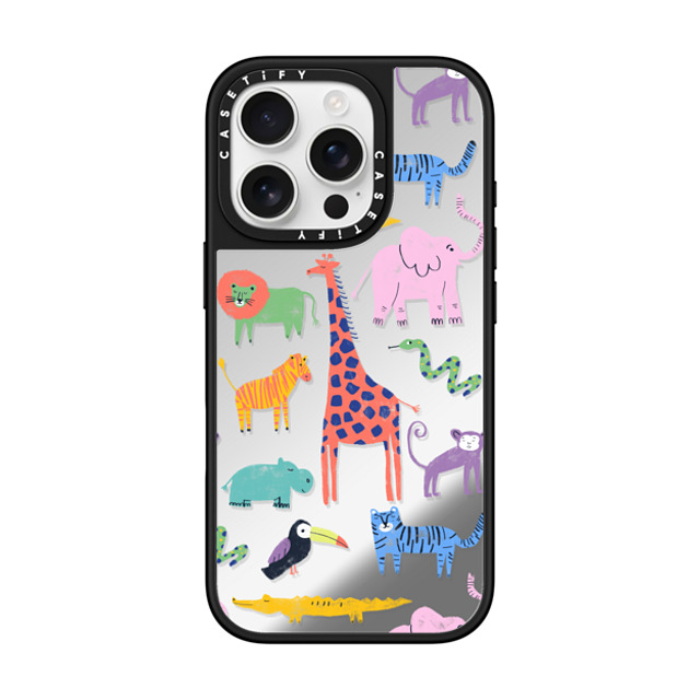 Maja Tomlijanovic x CASETiFY iPhone 16 Pro ケース Sticker,Animal Silver on Black ミラーケース MagSafe対応 Wild life Back to School Maja Tomlijanovic x CASETiFY iPhone 16 Pro ケース Sticker,Animal Silver on Black ミラーケース MagSafe対応 Wild life Back to School