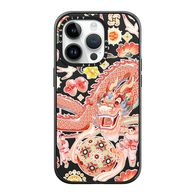 CASETiFY iPhone 14 Pro ケース マットブラック インパクトケース MagSafe対応 Dragon Dance stella chen