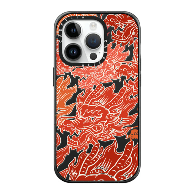 CASETiFY iPhone 14 Pro ケース マットブラック インパクトケース MagSafe対応 Dragon of Paper Cutting stella chen