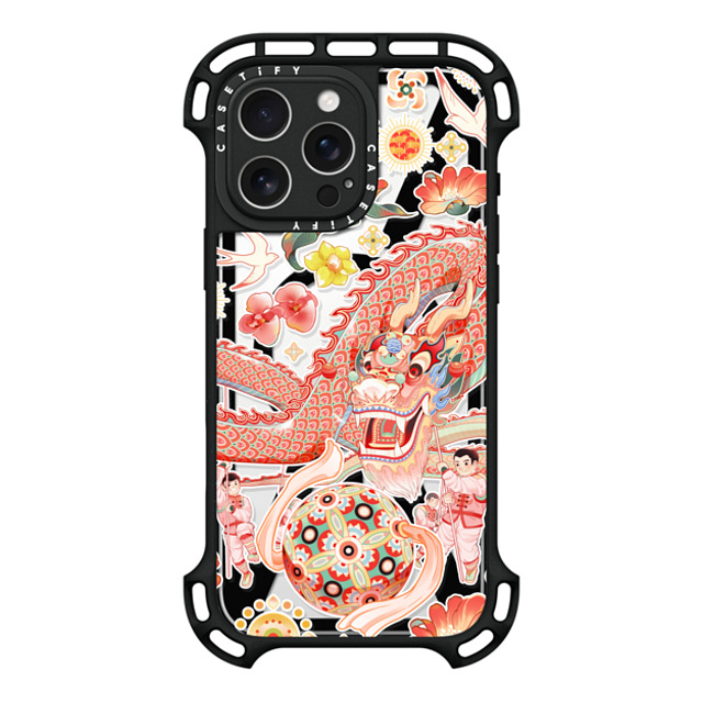 CASETiFY iPhone 16 Pro Max ケース ブラック ウルトラ バウンスケース MagSafe対応 Dragon Dance stella chen