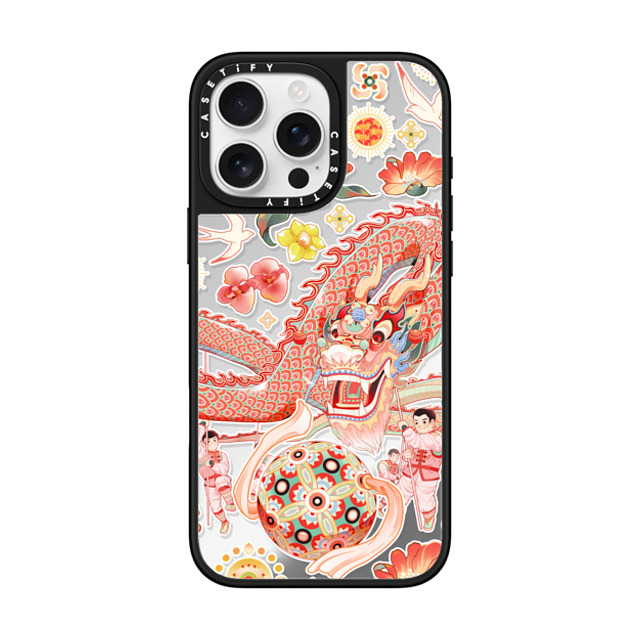 CASETiFY iPhone 16 Pro Max ケース Silver on Black ミラーケース MagSafe対応 Dragon Dance stella chen