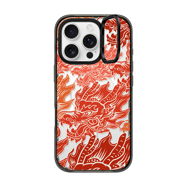 CASETiFY iPhone 16 Pro ケース ブラック インパクトリングスタンドケース MagSafe対応 Dragon of Paper Cutting stella chen