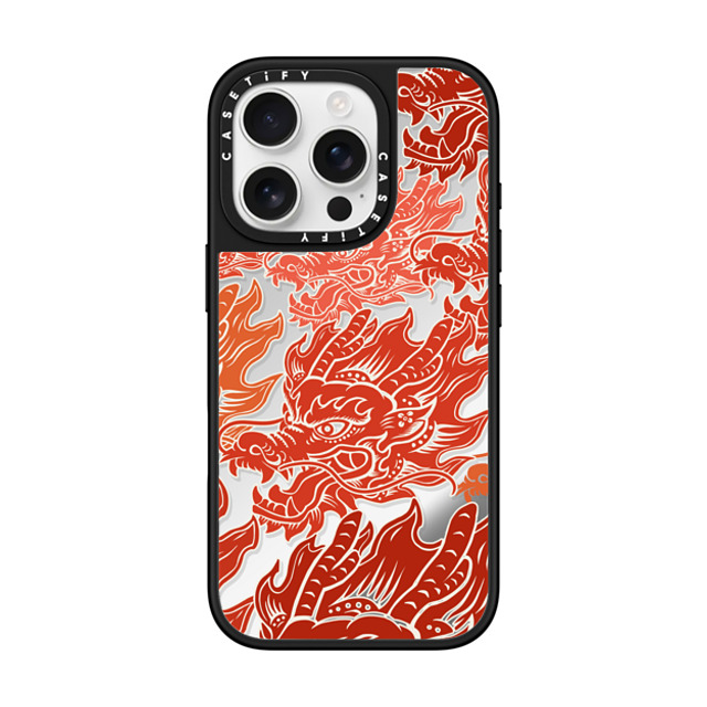 CASETiFY iPhone 16 Pro ケース Silver on Black ミラーケース MagSafe対応 Dragon of Paper Cutting stella chen