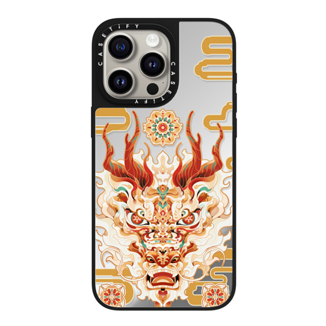 CASETiFY iPhone 15 Pro Max ケース Silver on Black ミラーケース MagSafe対応 Dragon Awakening
