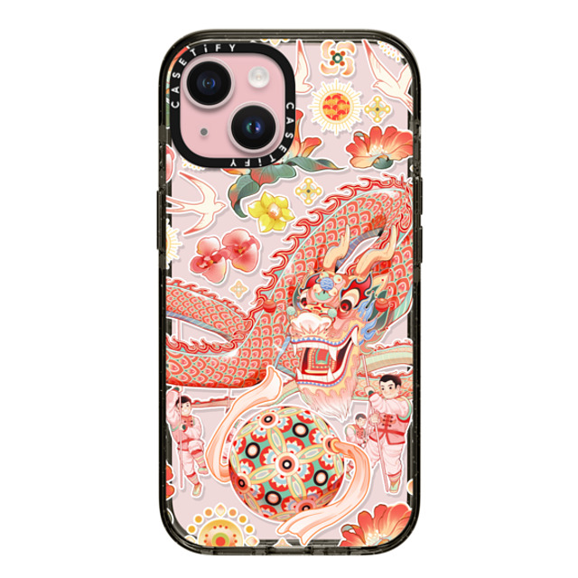 CASETiFY iPhone 15 ケース ブラック インパクトケース Dragon Dance stella chen