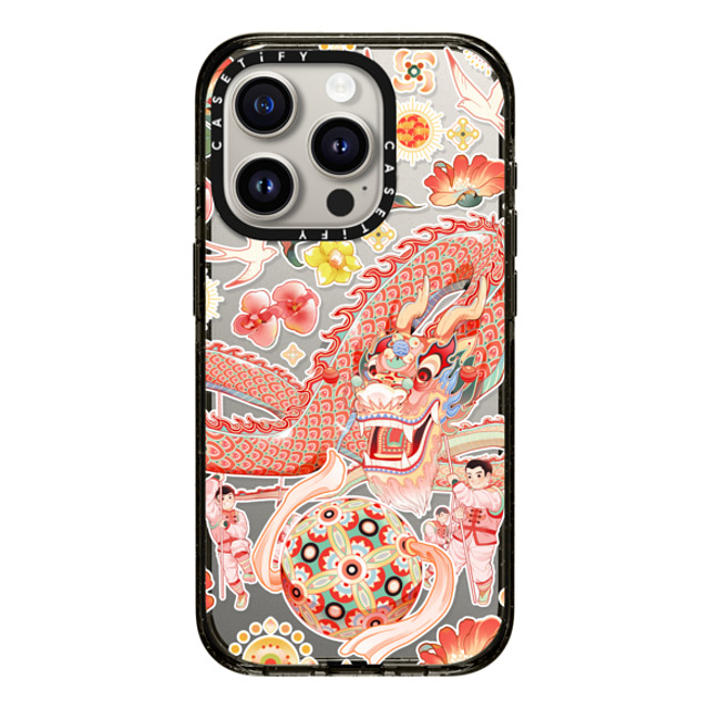 CASETiFY iPhone 15 Pro ケース ブラック インパクトケース Dragon Dance stella chen