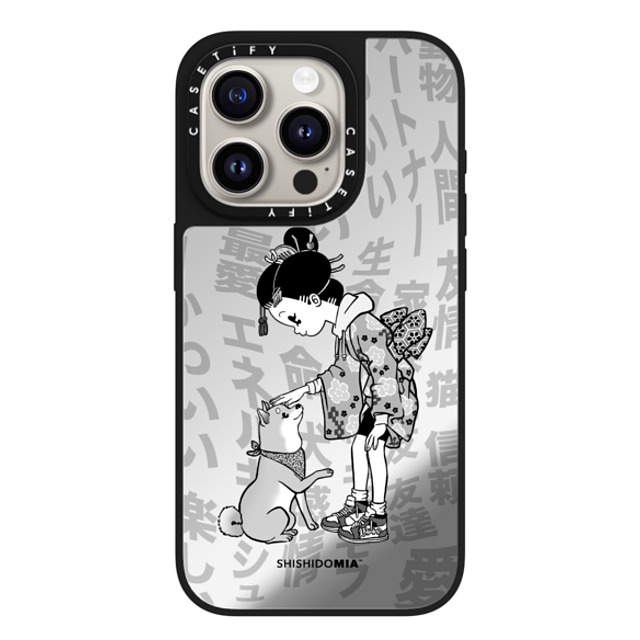 Shishidomia x CASETiFY iPhone 15 Pro Case Silver on Black ミラーケース MagSafe対応 Dog Lover by Shishidomia Shishidomia x CASETiFY iPhone 15 Pro Case Silver on Black ミラーケース MagSafe対応 Dog Lover by Shishidomia