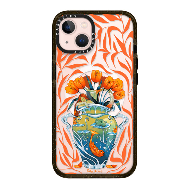 Sibylline Meynet x CASETiFY iPhone 13 ケース ブラック インパクトケース MagSafe対応 Vase orange Case