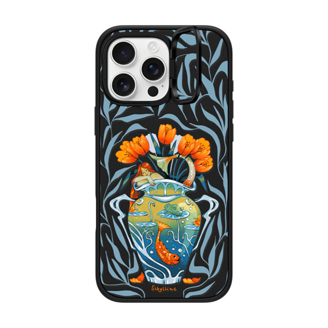 Sibylline Meynet x CASETiFY iPhone 16 Pro Max ケース マットブラック インパクトリングスタンドケース MagSafe対応 Vase bleu Case