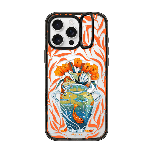 Sibylline Meynet x CASETiFY iPhone 16 Pro Max ケース ブラック インパクトリングスタンドケース MagSafe対応 Vase orange Case