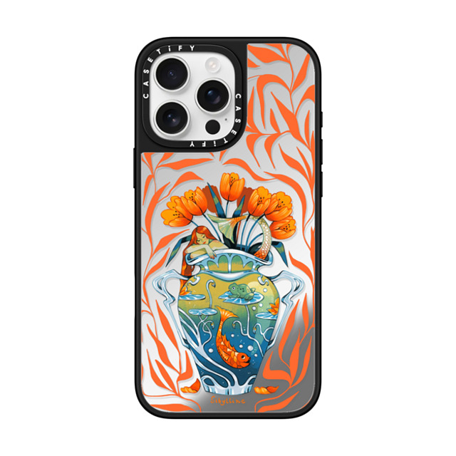 Sibylline Meynet x CASETiFY iPhone 16 Pro Max ケース Silver on Black ミラーケース MagSafe対応 Vase orange Case