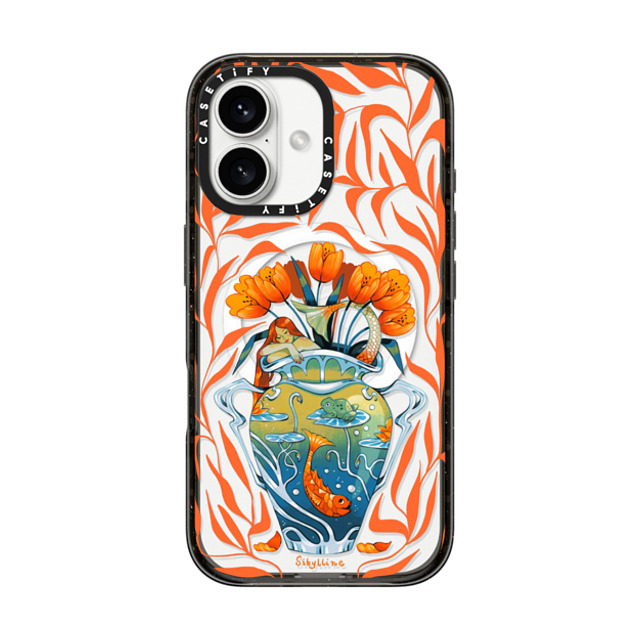 Sibylline Meynet x CASETiFY iPhone 16 ケース ブラック インパクトケース MagSafe対応 Vase orange Case