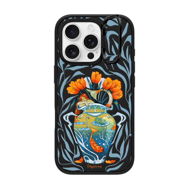 Sibylline Meynet x CASETiFY iPhone 16 Pro ケース マットブラック インパクトリングスタンドケース MagSafe対応 Vase bleu Case