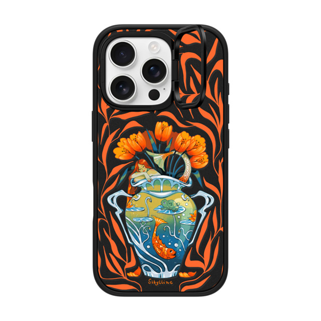 Sibylline Meynet x CASETiFY iPhone 16 Pro ケース マットブラック インパクトリングスタンドケース MagSafe対応 Vase orange Case