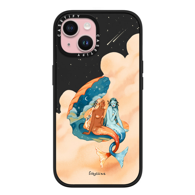 Sibylline Meynet x CASETiFY iPhone 15 ケース マットブラック インパクトケース MagSafe対応 Sirènes Case