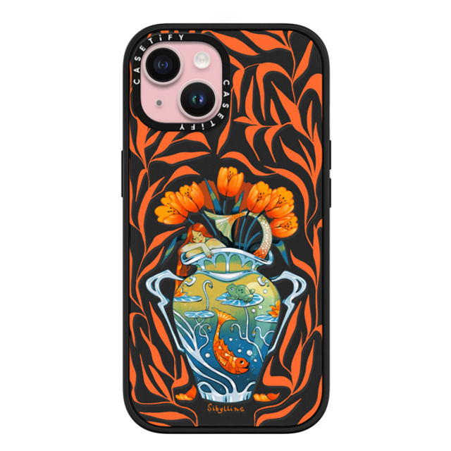 Sibylline Meynet x CASETiFY iPhone 15 ケース マットブラック インパクトケース MagSafe対応 Vase orange Case