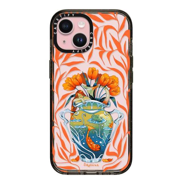 Sibylline Meynet x CASETiFY iPhone 15 ケース ブラック インパクトケース Vase orange Case