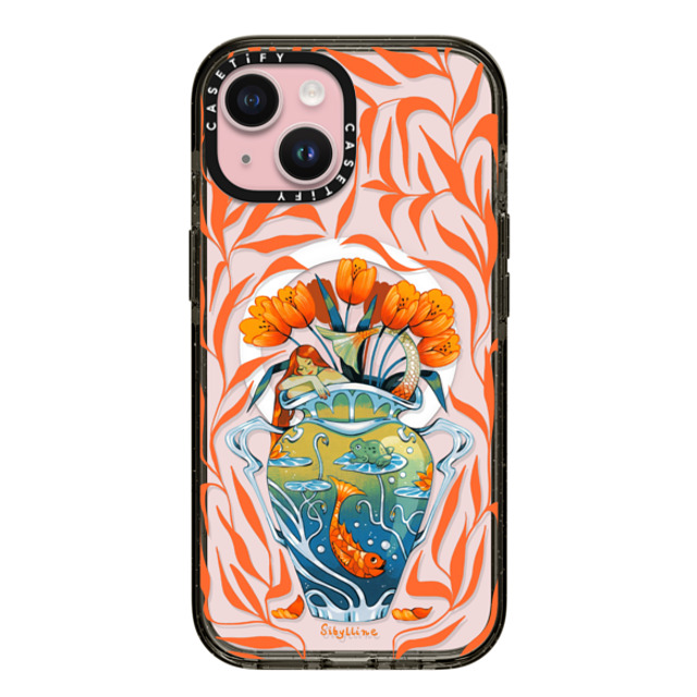 Sibylline Meynet x CASETiFY iPhone 15 ケース ブラック インパクトケース MagSafe対応 Vase orange Case