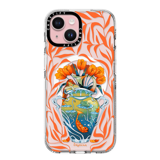 Sibylline Meynet x CASETiFY iPhone 15 ケース クリア クリア ケース MagSafe対応 Vase orange Case